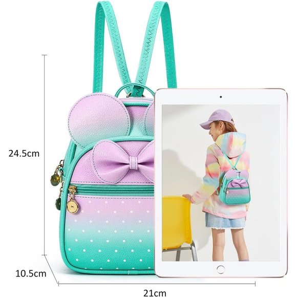 Bowknot Polka Dot Mini Backpack And Convertible Shoulder Bag Purse for Women - Picture 2 of 7